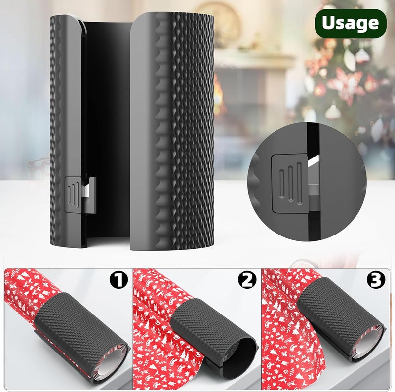 Pe&Hui Wrapping Paper Cutter,2 Pack Gift Wrap Cutter with 4 Replaceable Blades for Birthdays,Holidays Gifts Crafting and Christmas Paper Rolls (Black) - Image 4